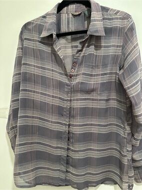 Merrell Lavender-Gray Striped Button Shirt